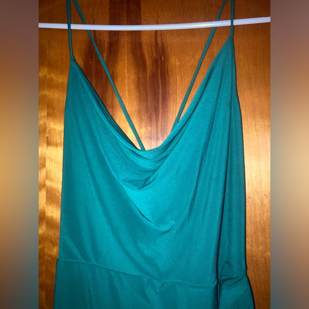 B. Darlin formal floor length gown with thigh slit
